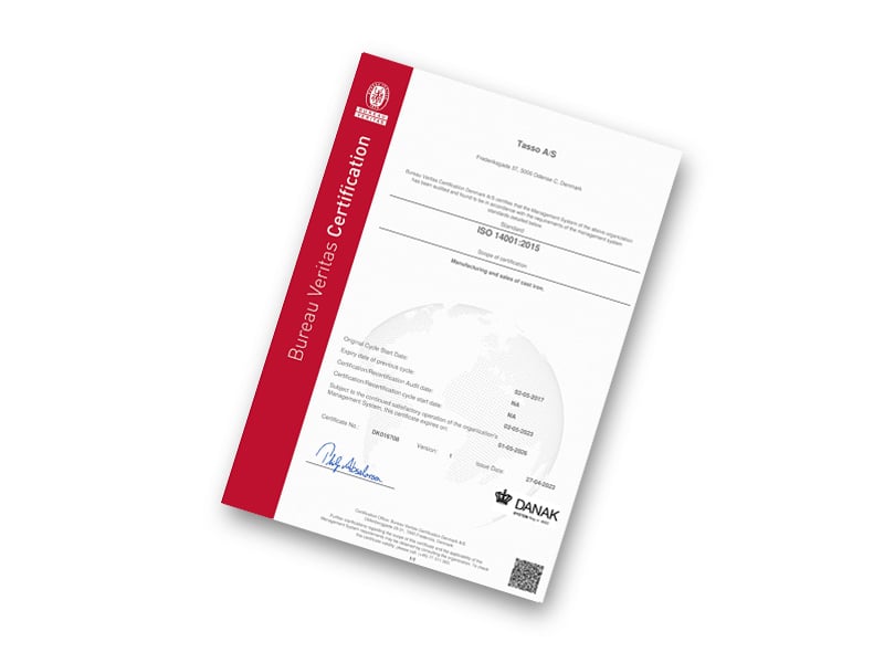 ISO14001 certificate - billede